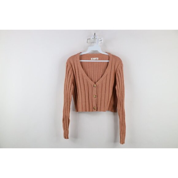 Vtg Y2K Babydoll Aeropostale Womens Small Ribbed Knit Cropped Cardigan Sweater